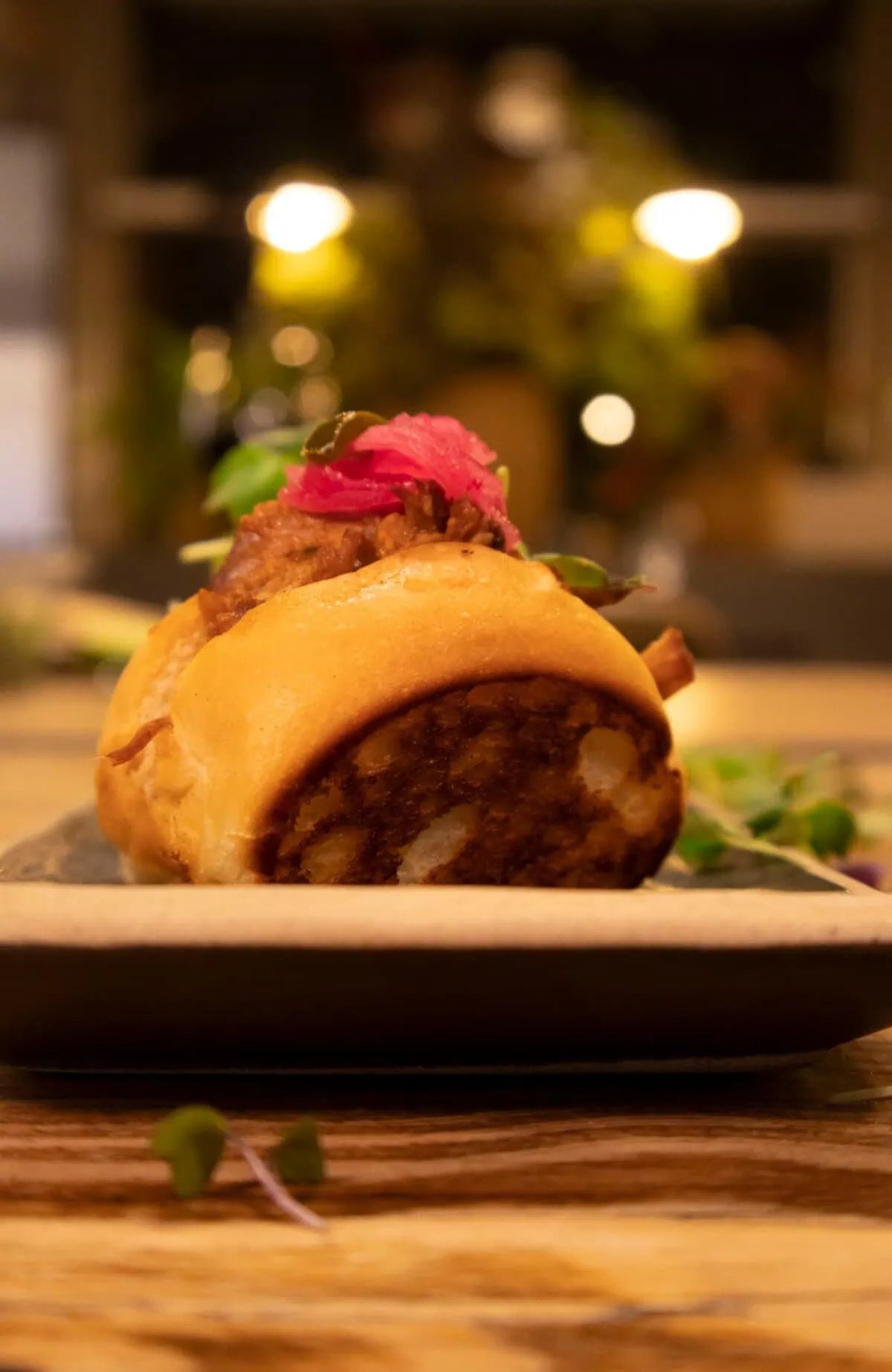 Brioche with slow-cooked pork rib