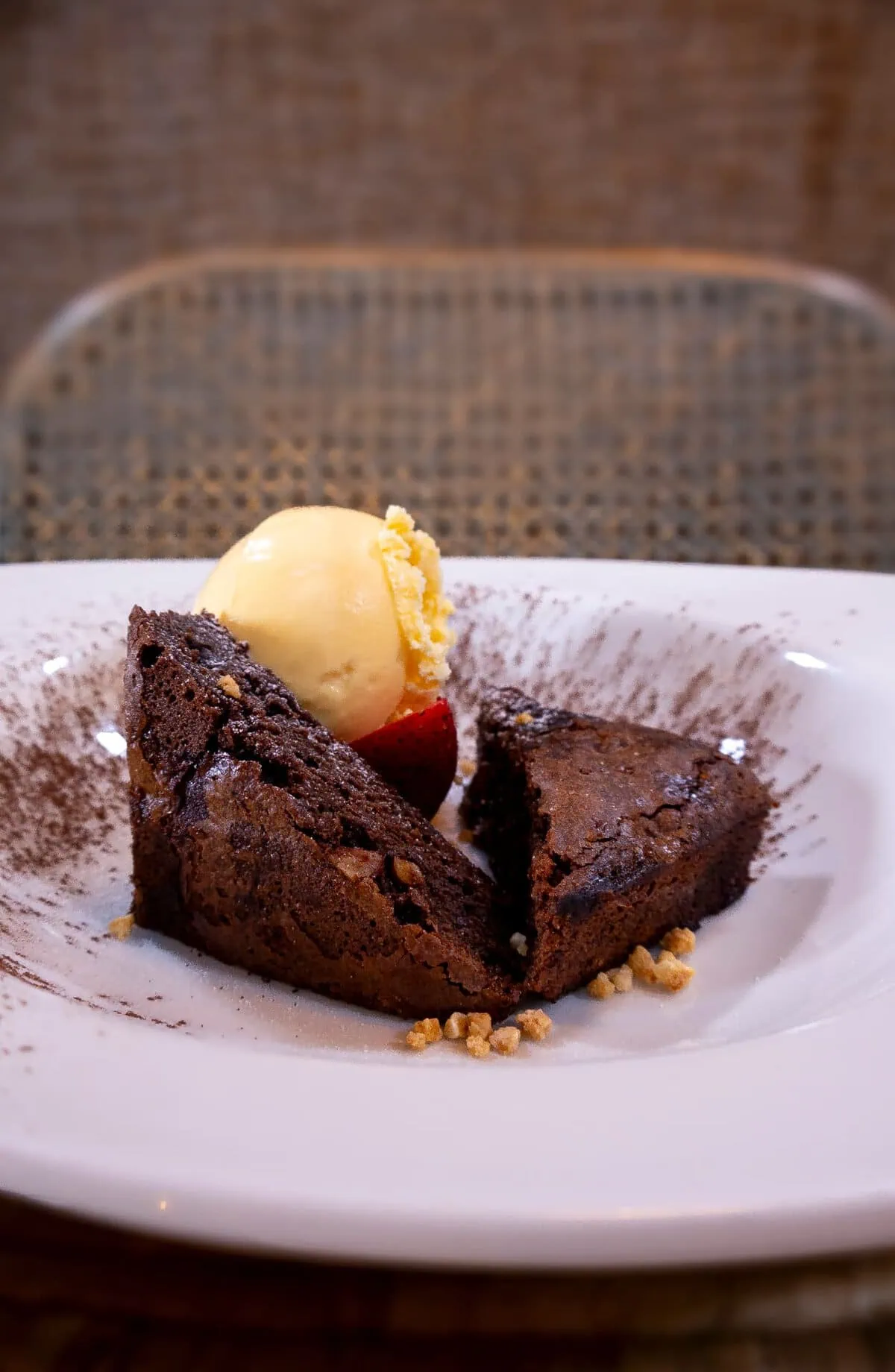 Brownie with vanilla ice cream