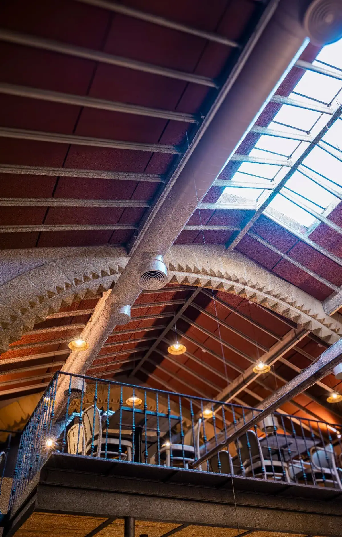 The mezzanine and railing